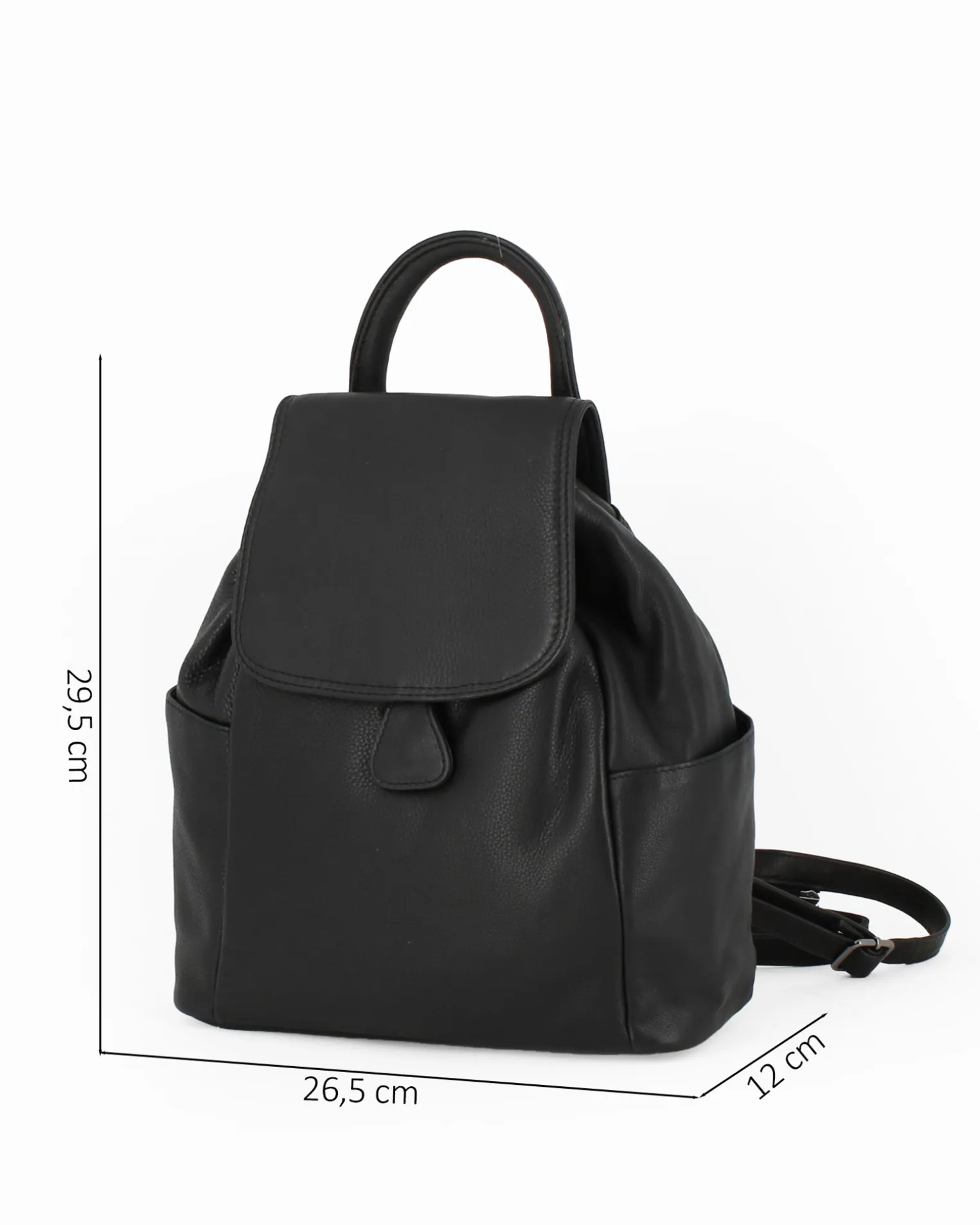 ALEX & CO - Zaino nero in VERA PELLE con coulisse e patta