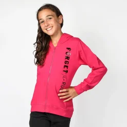 AMERICAN RAP - FELPA FUXIA FULL ZIP CON CAPPUCCIO