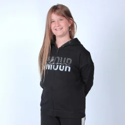 AMERICAN RAP - FELPA NERA FULL ZIP CON CAPPUCCIO