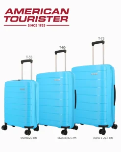 AMERICAN TOURISTER - TROLLEY AZZURRO 4 RUOTE IN ABS CON COMBINAZIONE TSA