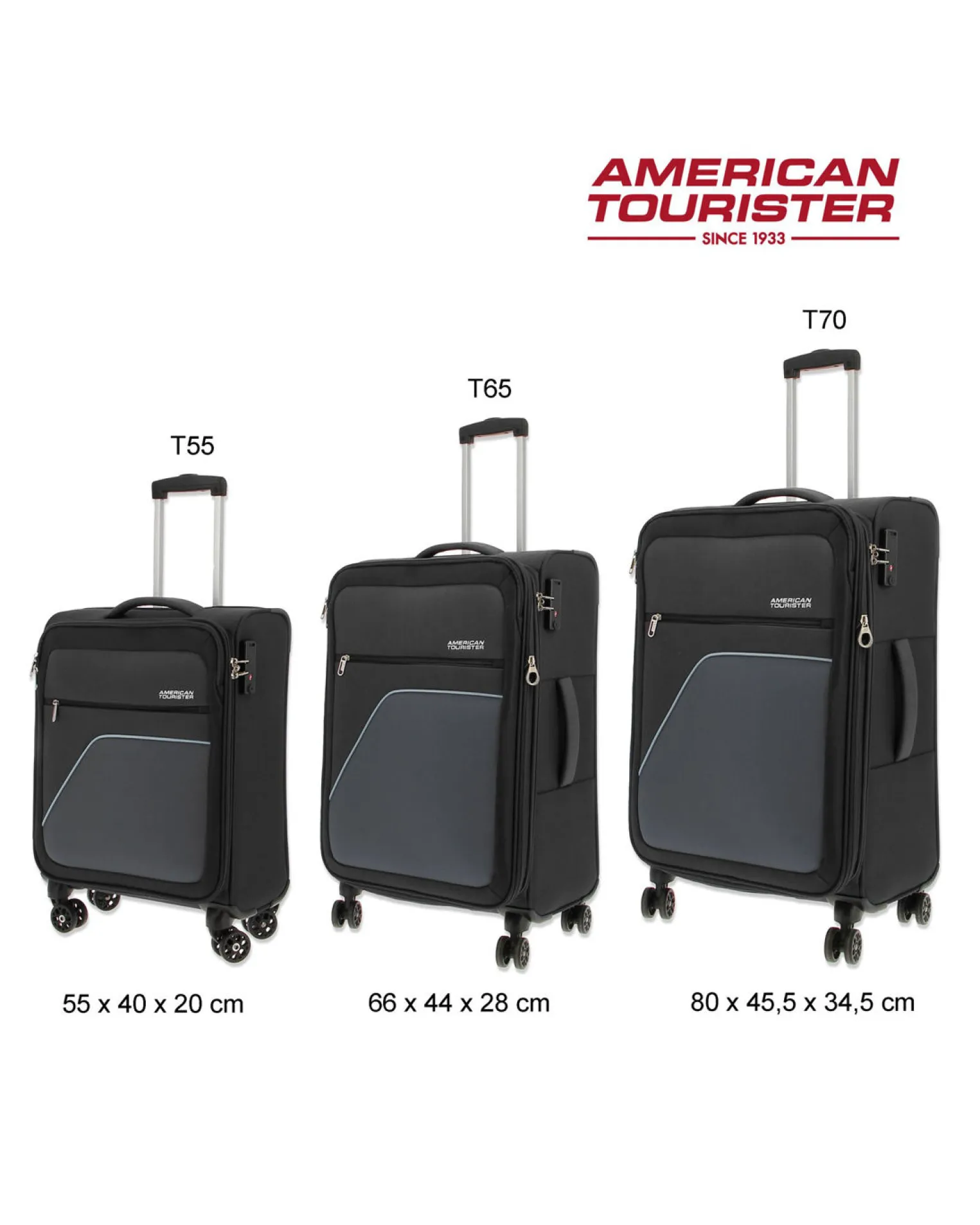 AMERICAN TOURISTER - TROLLEY NERO IN TESSUTO ESPANDIBILE CON LUCCHETTO TSA