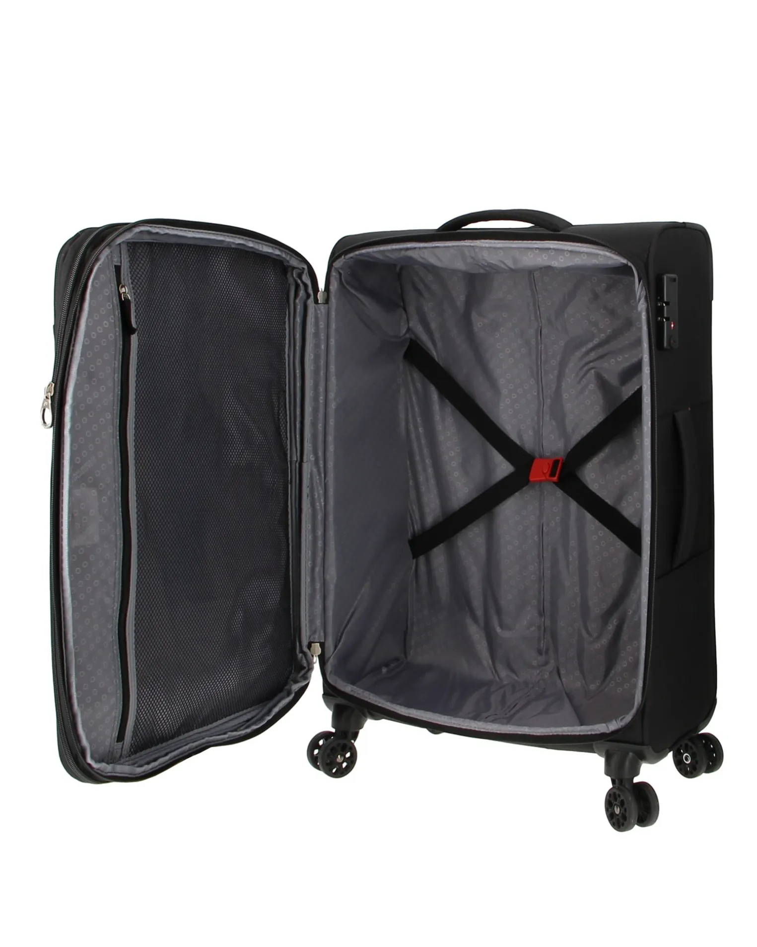 AMERICAN TOURISTER - TROLLEY NERO IN TESSUTO ESPANDIBILE CON LUCCHETTO TSA