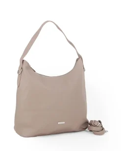ANNES NICOLE - Borsa sacca taupe con tasca posteriore, tracolla removibile