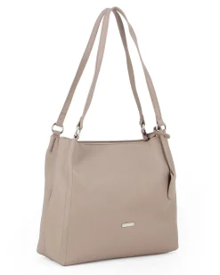 ANNES NICOLE - Borsa sacca taupe con ciondolo removibile