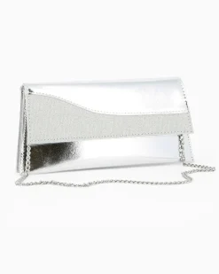 ANNES NICOLE - Pochette argento con due scomparti interni e patta in lurex, MADE IN ITALY