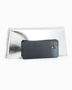 ANNES NICOLE - Pochette argento con due scomparti interni e patta in lurex, MADE IN ITALY