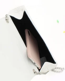 ANNES NICOLE - Pochette bianca con fascia glitterata sulla patta, MADE IN ITALY