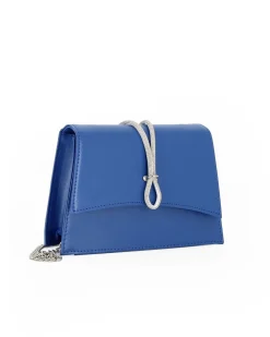 ANNES NICOLE - Pochette blu elettrico con cinturino in strass sulla patta, MADE IN ITALY