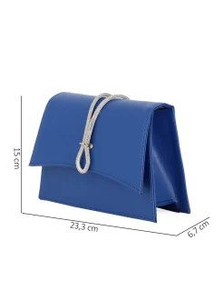 ANNES NICOLE - Pochette blu elettrico con cinturino in strass sulla patta, MADE IN ITALY