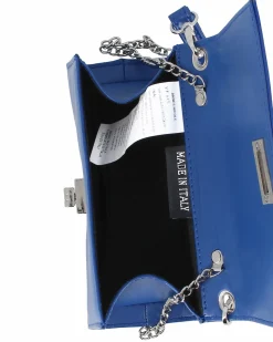 ANNES NICOLE - Pochette blu elettrico un manico con patta in vernice e chiusura a girello, MADE IN ITALY