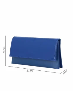 ANNES NICOLE - Pochette blu elettrico con due scomparti interni e patta in vernice, MADE IN ITALY