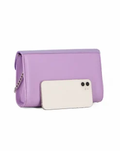 ANNES NICOLE - Pochette lilla con patta in vernice, MADE IN ITALY