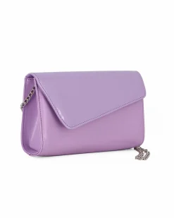 ANNES NICOLE - Pochette lilla con patta in vernice, MADE IN ITALY