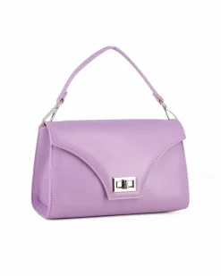 ANNES NICOLE - Pochette lilla un manico con patta e chiusura a girello, MADE IN ITALY