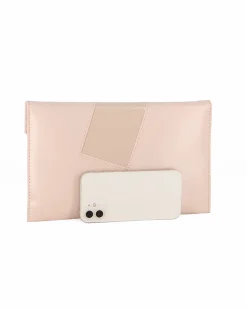 ANNES NICOLE - Pochette nude con inserto in vernice sulla patta, MADE IN ITALY