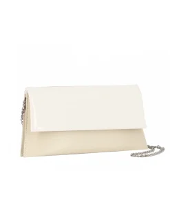 ANNES NICOLE - Pochette panna con due scomparti interni e patta in vernice, MADE IN ITALY
