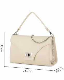 ANNES NICOLE - Pochette panna un manico con patta e chiusura a girello, MADE IN ITALY