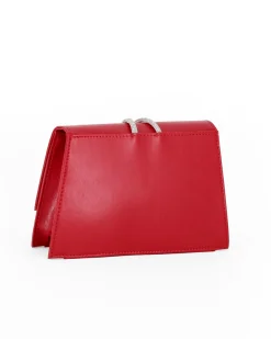 ANNES NICOLE - Pochette rossa con cinturino in strass sulla patta, MADE IN ITALY