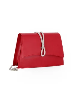 ANNES NICOLE - Pochette rossa con cinturino in strass sulla patta, MADE IN ITALY