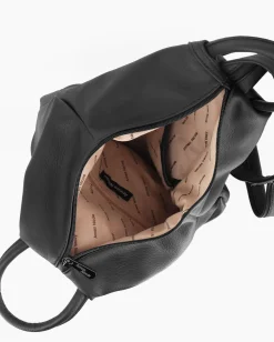 ANNES NICOLE - Zaino nero due manici con doppia tasca frontale e spalline regolabili con zip