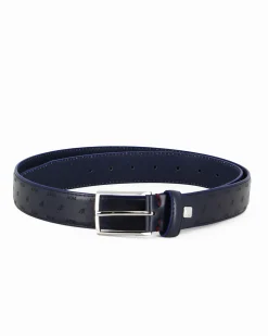 ARMATA DI MARE - Cinta blu loggata con fodera in VERA PELLE