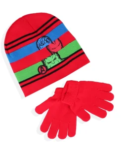 AVENGERS - Completo da bimbo con cappello, sciarpa e guanti rosso