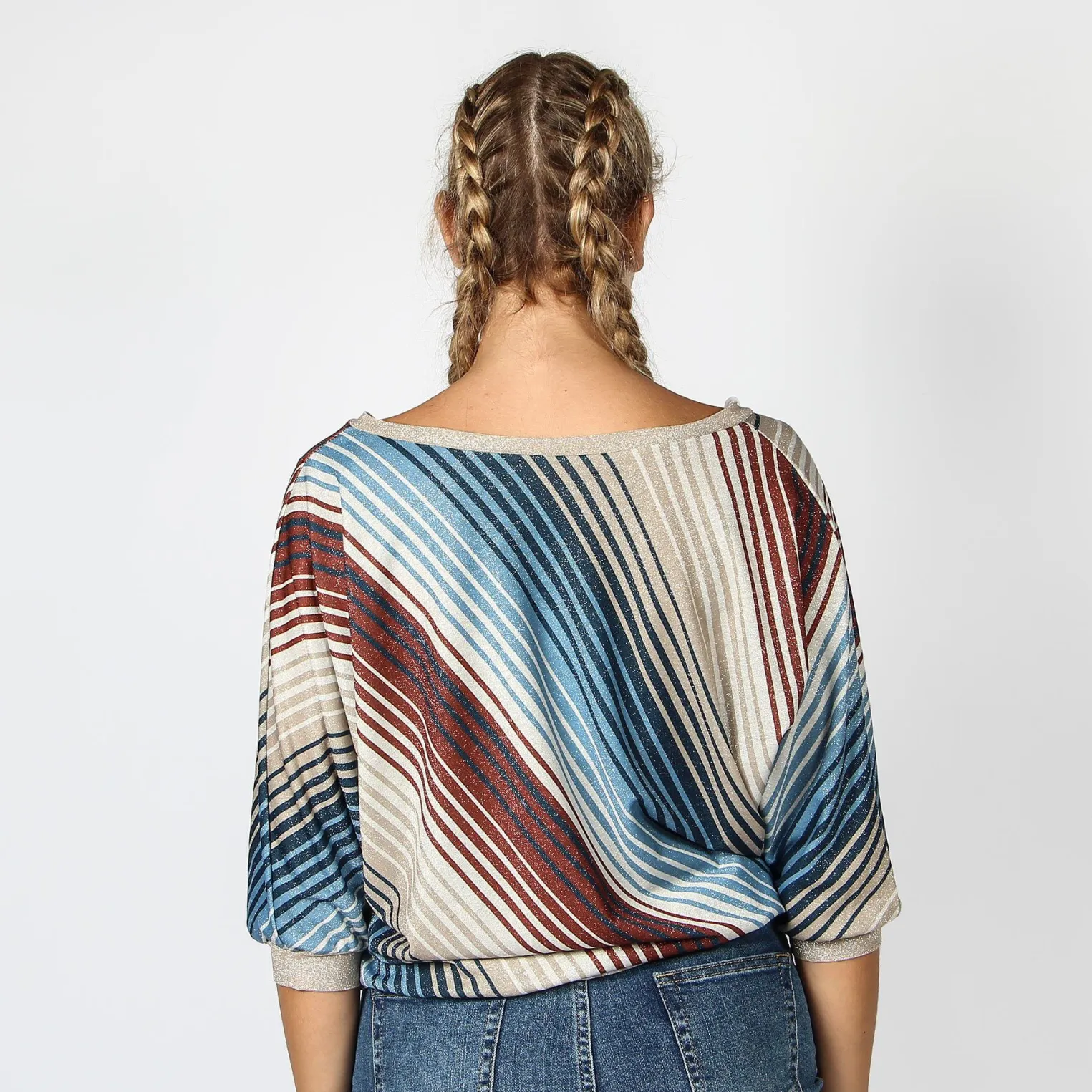 BACHATA - BLUSA MANICA 3/4 A RIGHE MULTICOLOR
