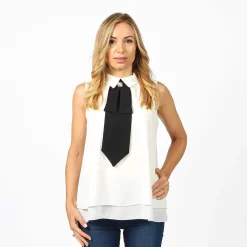 BACHATA - CAMICIA BIANCO PANNA SMANICATA CON CRAVATTA