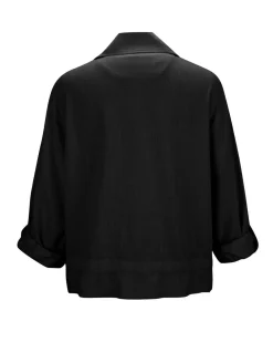 BACHATA - CAMICIA GIACCA NERA DA DONNA IN VISCOSA E LINO