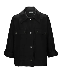BACHATA - CAMICIA GIACCA NERA DA DONNA IN VISCOSA E LINO