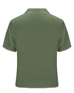 BACHATA - Camicia mezza manica in viscosa verde militare