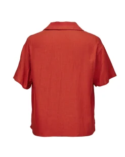 BACHATA - Camicia mezza manica con taschino arancione