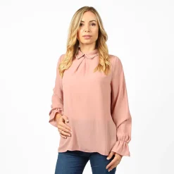 BACHATA - CAMICIA ROSA CIPRIA MANICA LUNGA STRASS COLLO
