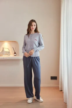 BACHATA - Cardigan manica lunga grigio con bottoni da donna