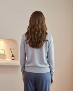 BACHATA - Cardigan manica lunga grigio con bottoni da donna