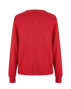 BACHATA - Cardigan manica lunga rosso con bottoni da donna