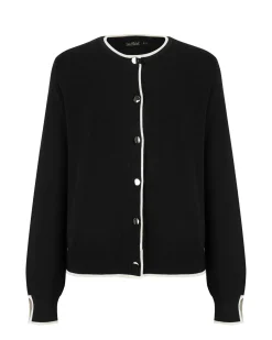 BACHATA - Cardigan manica lunga nero e bianco con bottoni da donna