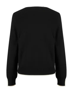 BACHATA - Cardigan manica lunga nero e bianco con bottoni da donna