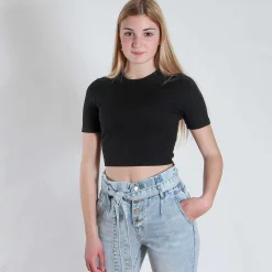 BACHATA - CROP TOP COSTINA MANICA CORTA