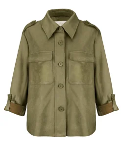 BACHATA - Giacca a camicia scamosciata verde chiaro da donna con tasche