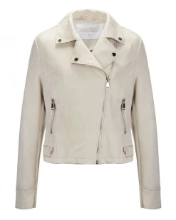 BACHATA - Giacca dainetto beige da donnna con chisura zip