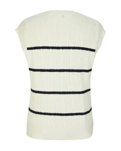 BACHATA - Gilet a maglia panna e blu da donna