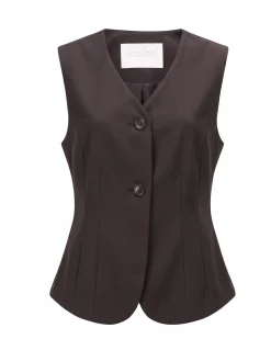 BACHATA - Gilet marrone con bottoni