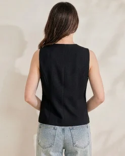 BACHATA - Gilet nero con bottoni