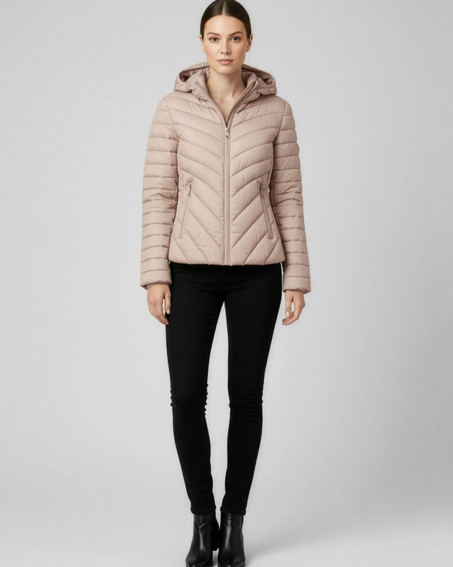 BACHATA - GIUBBINO 100GR BEIGE DA DONNA CON CAPPUCCIO