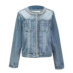 BACHATA - GIUBBINO JEANS DA DONNA CON PERLE E STRASS