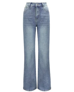 BACHATA - Jeans chiaro wide leg con strass