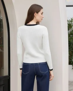 BACHATA - Maglia manica lunga bianca e nera da donna