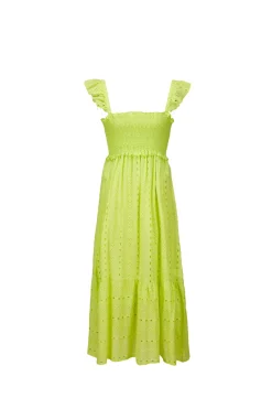 BACHATA - VESTITINO LIME SPALLA LARGA BALZE CON PIZZO