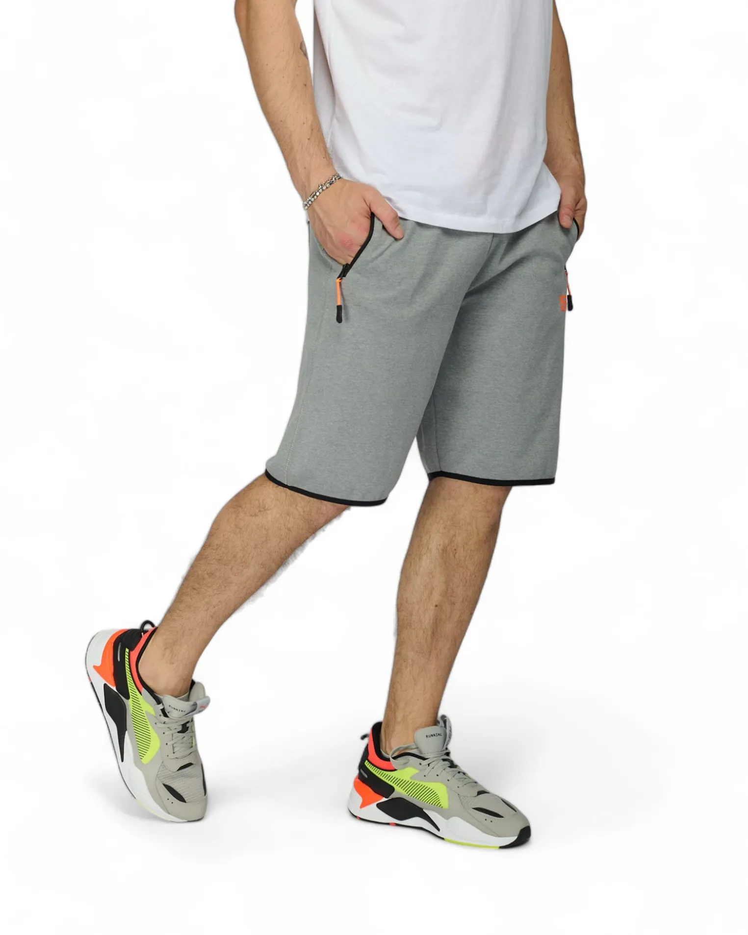 BERMUDA FELPA ZIP + STAMPA